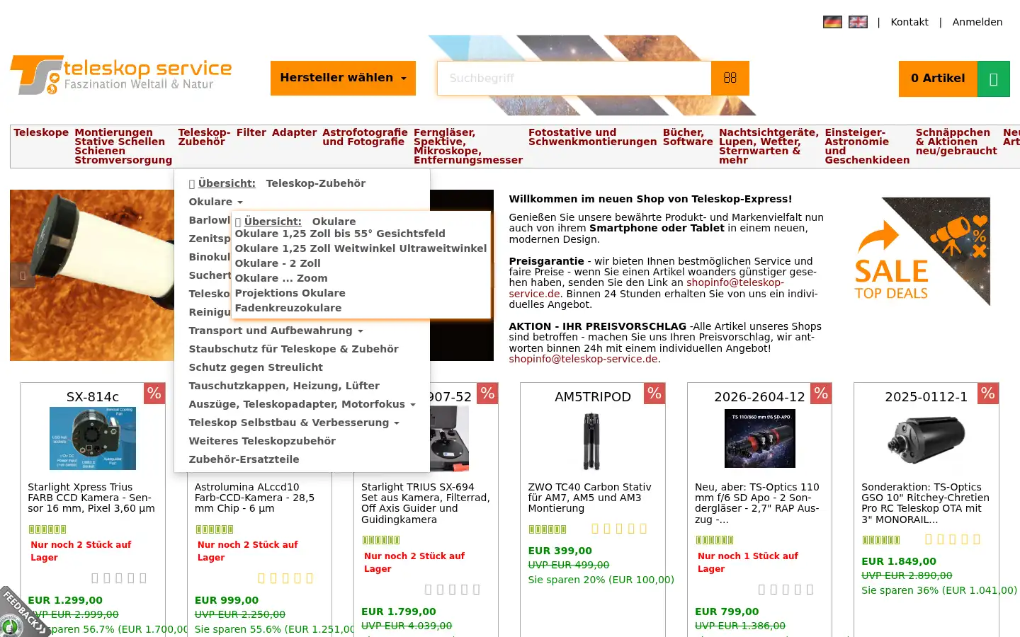 Screenshot of teleskop-express.de