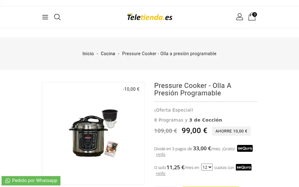 Screenshot of teletienda.es
