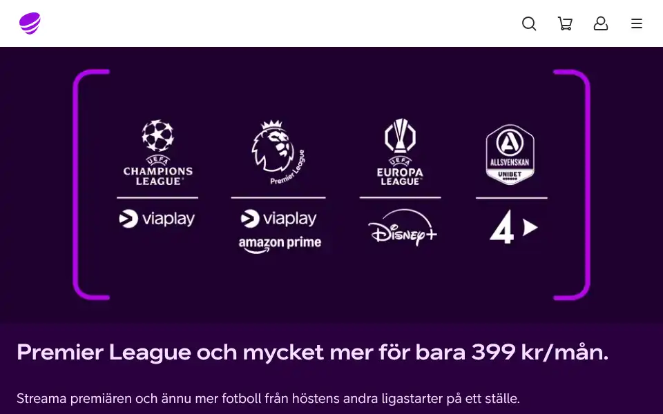 Screenshot of telia.se