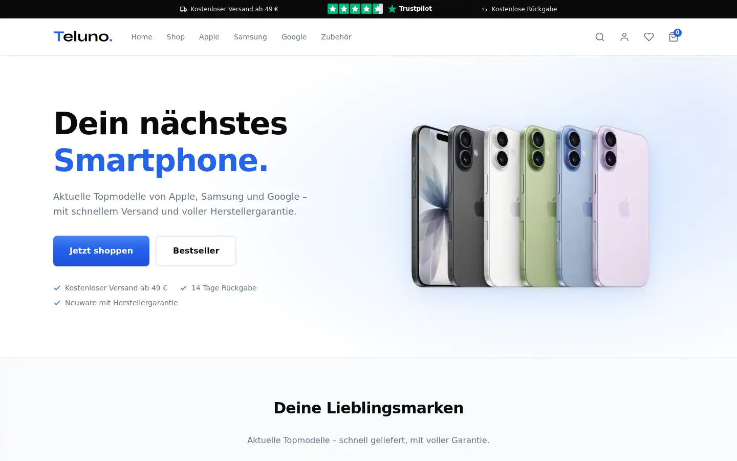 Screenshot of teluno.de
