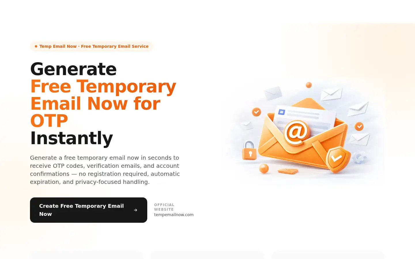 Screenshot of tempemailnow.com