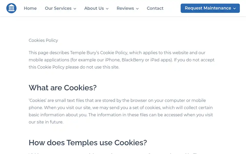 Screenshot of templebury.co.uk