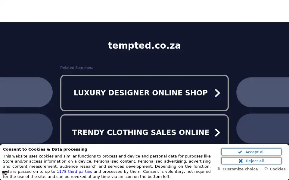 Screenshot of tempted.co.za