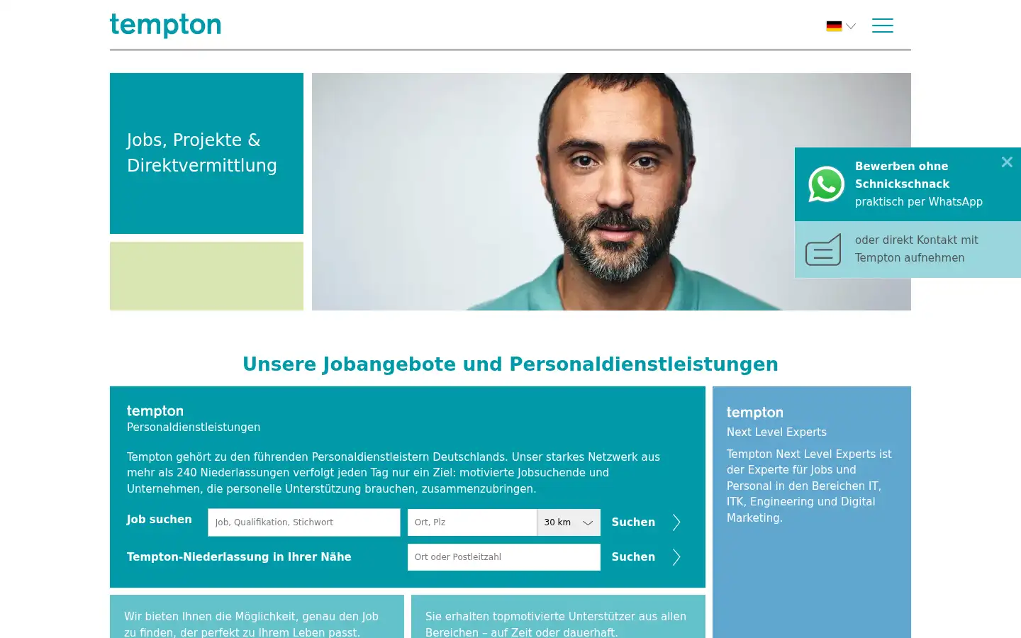 Screenshot of tempton.de