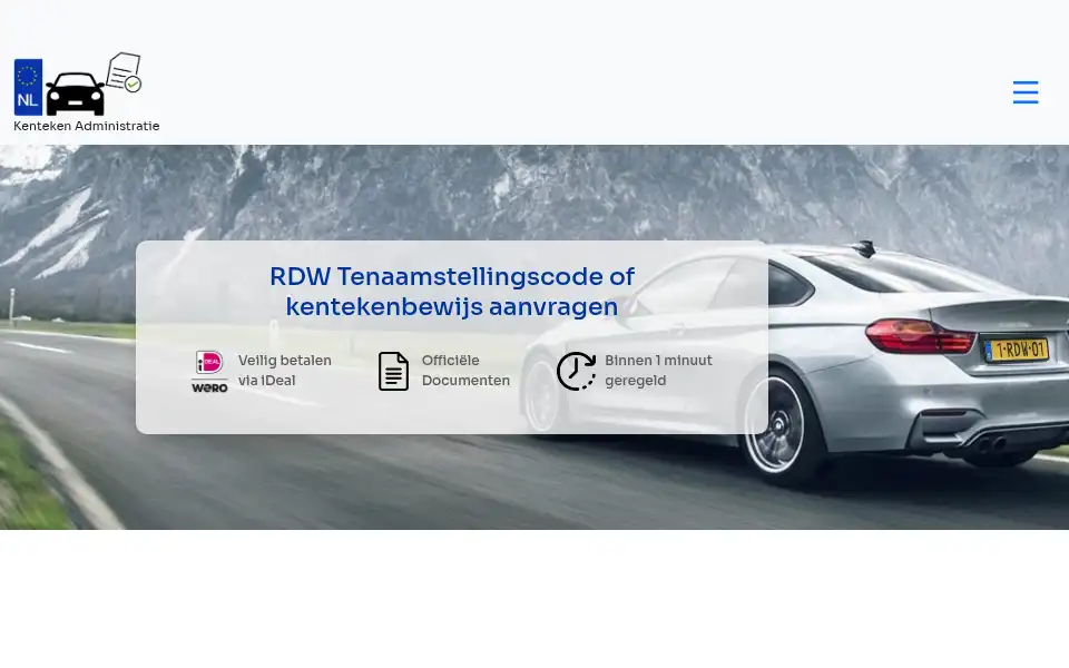 Screenshot of tenaamstellingscode-aanvragen.nl