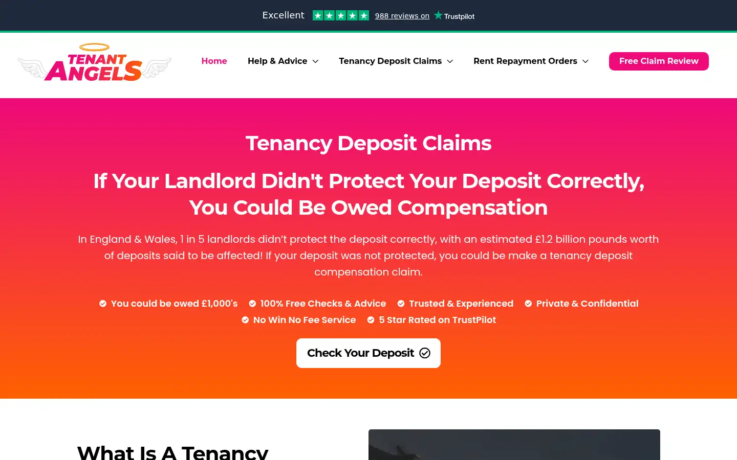 Screenshot of tenantangels.co.uk