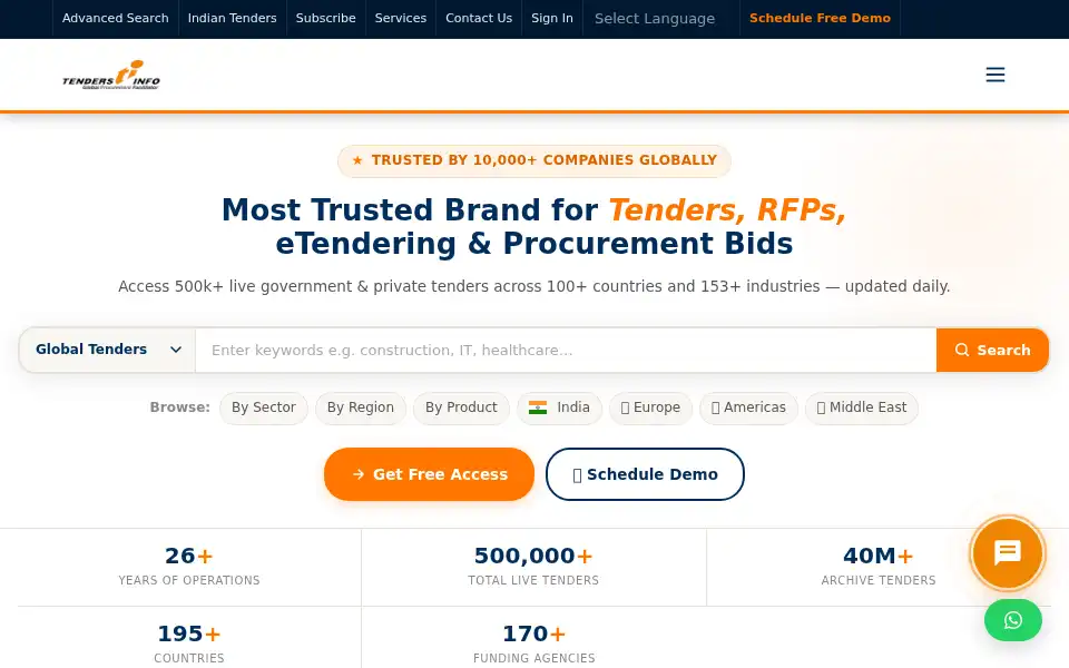 Screenshot of tendersinfo.com