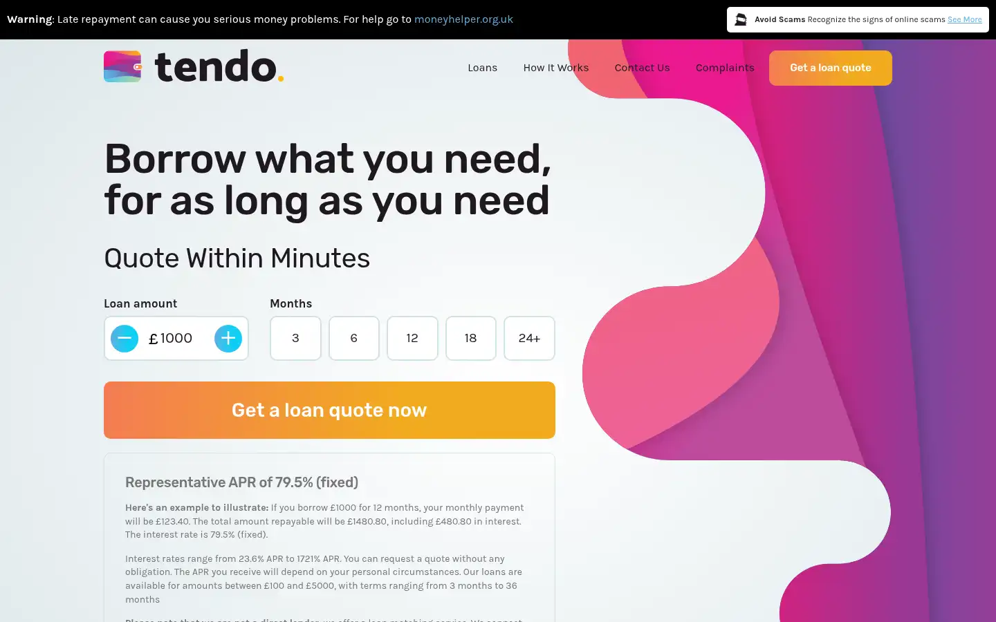 Screenshot of tendoloan.co.uk