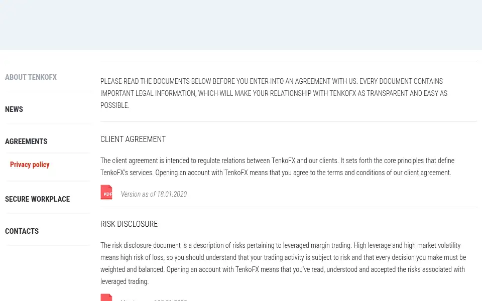 Screenshot of tenkofx.com