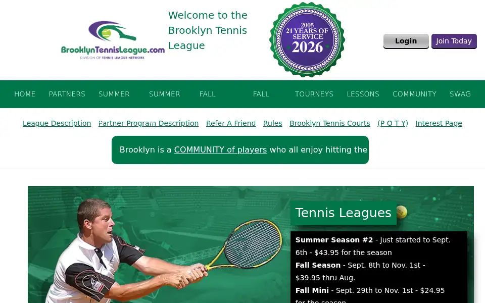 Screenshot of tennissanjose.com