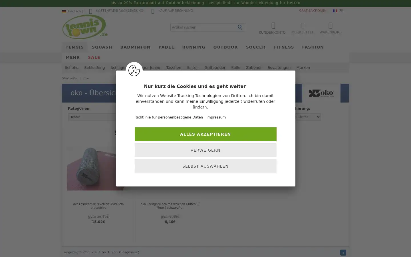Screenshot of tennistown.de