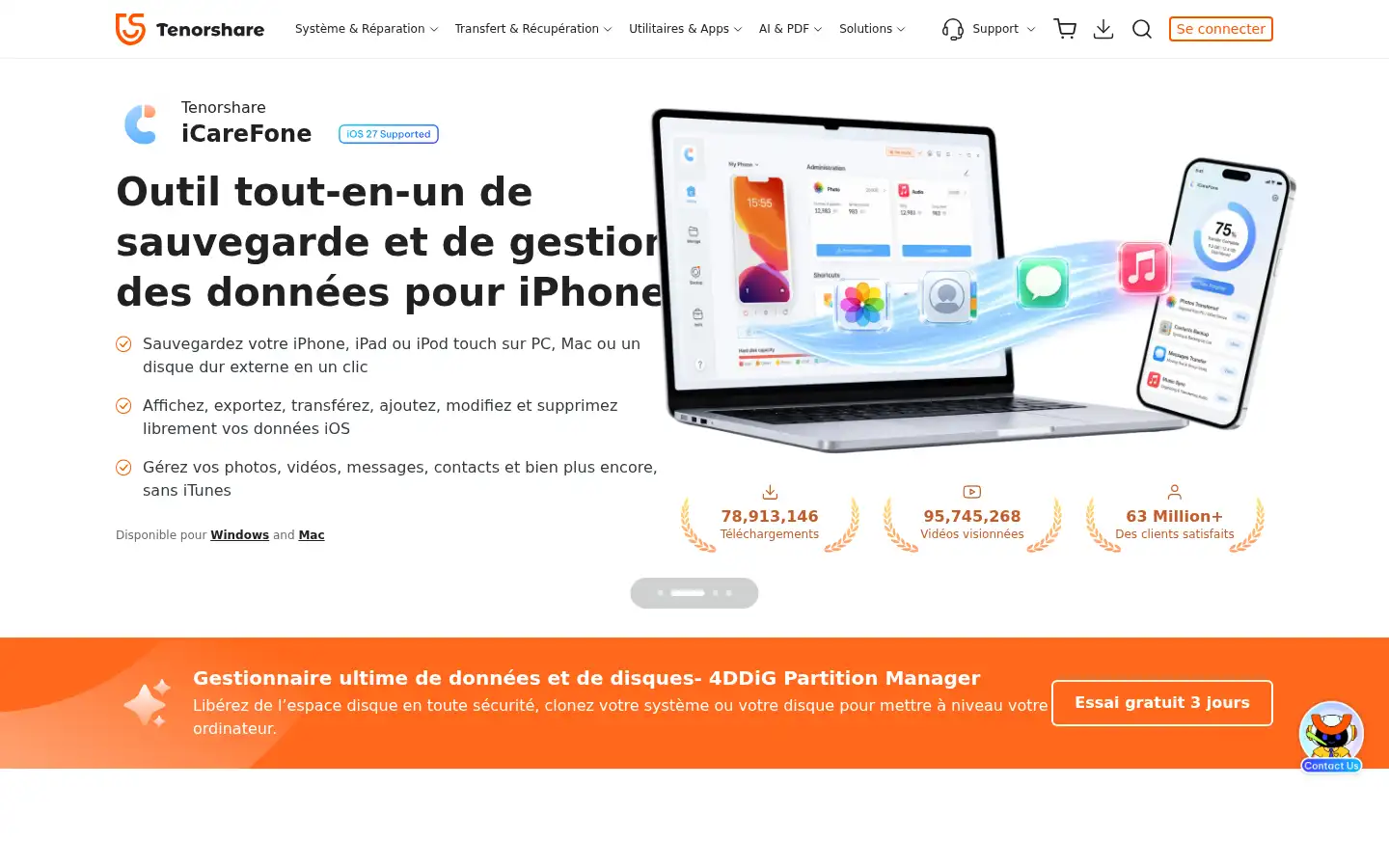 Screenshot of tenorshare.fr