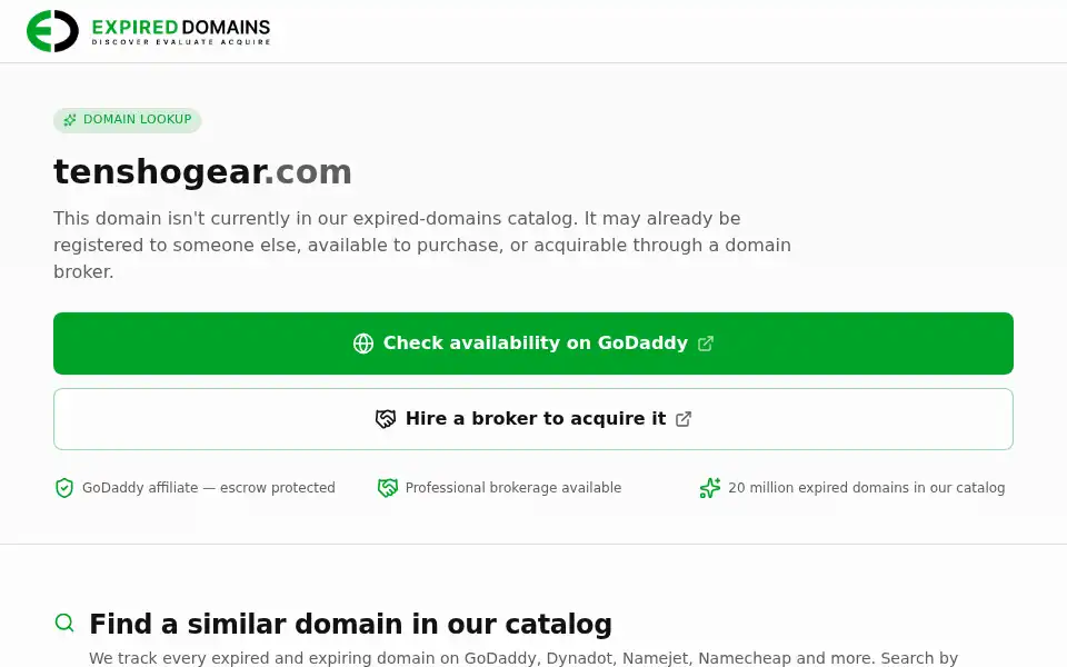 Screenshot of tenshogear.com