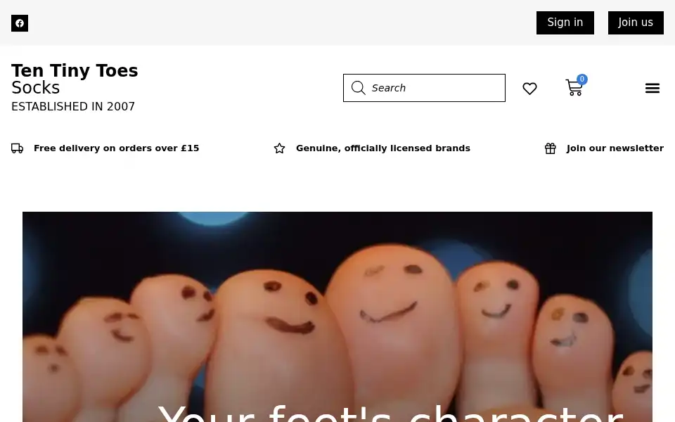 Screenshot of tentinytoessocks.co.uk