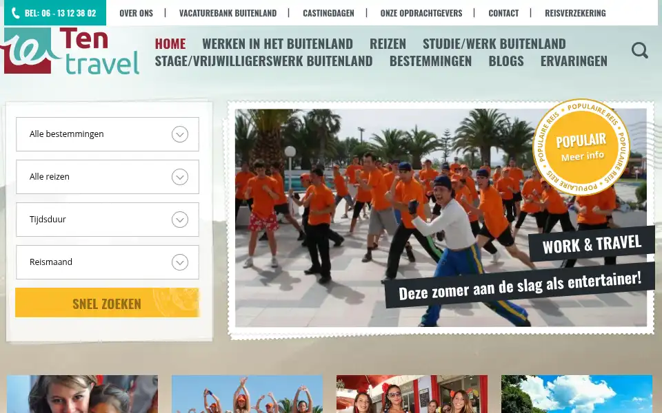 Screenshot of tentravel.nl