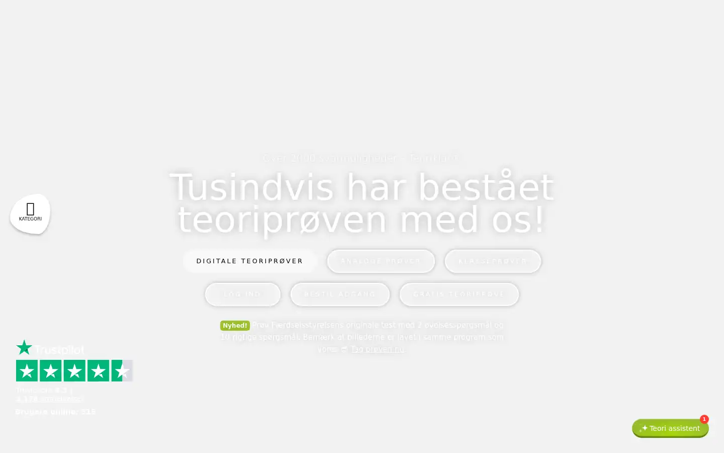 Screenshot of teoriklar.dk