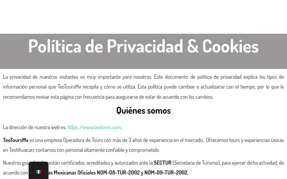 Screenshot of teotours.com