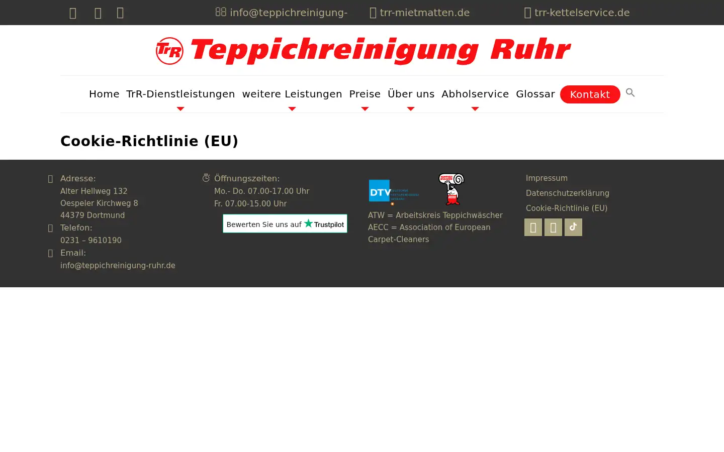Screenshot of teppichreinigung-ruhr.de