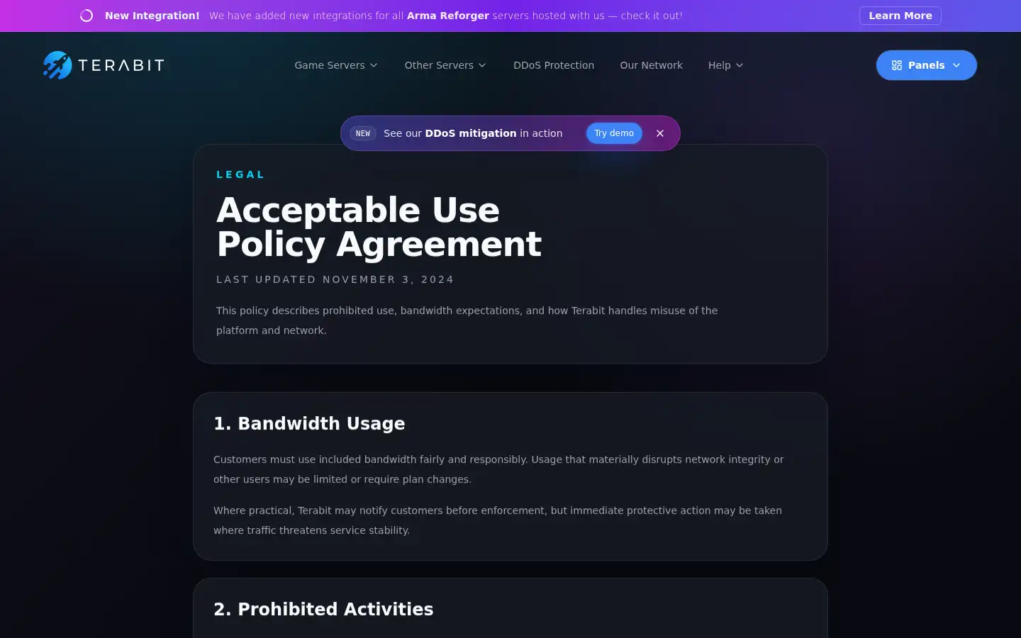 Screenshot of terabit.io