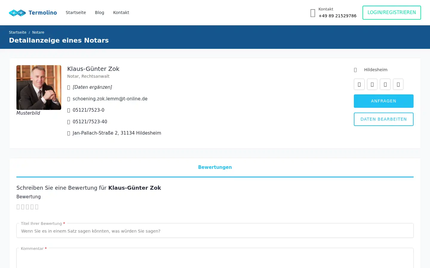 Screenshot of termolino.de