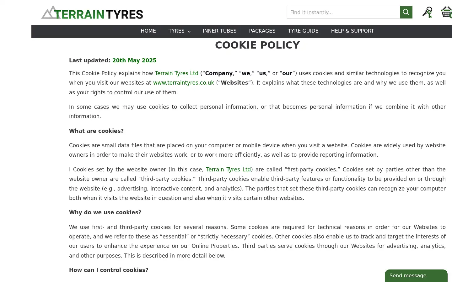Screenshot of terraintyres.co.uk