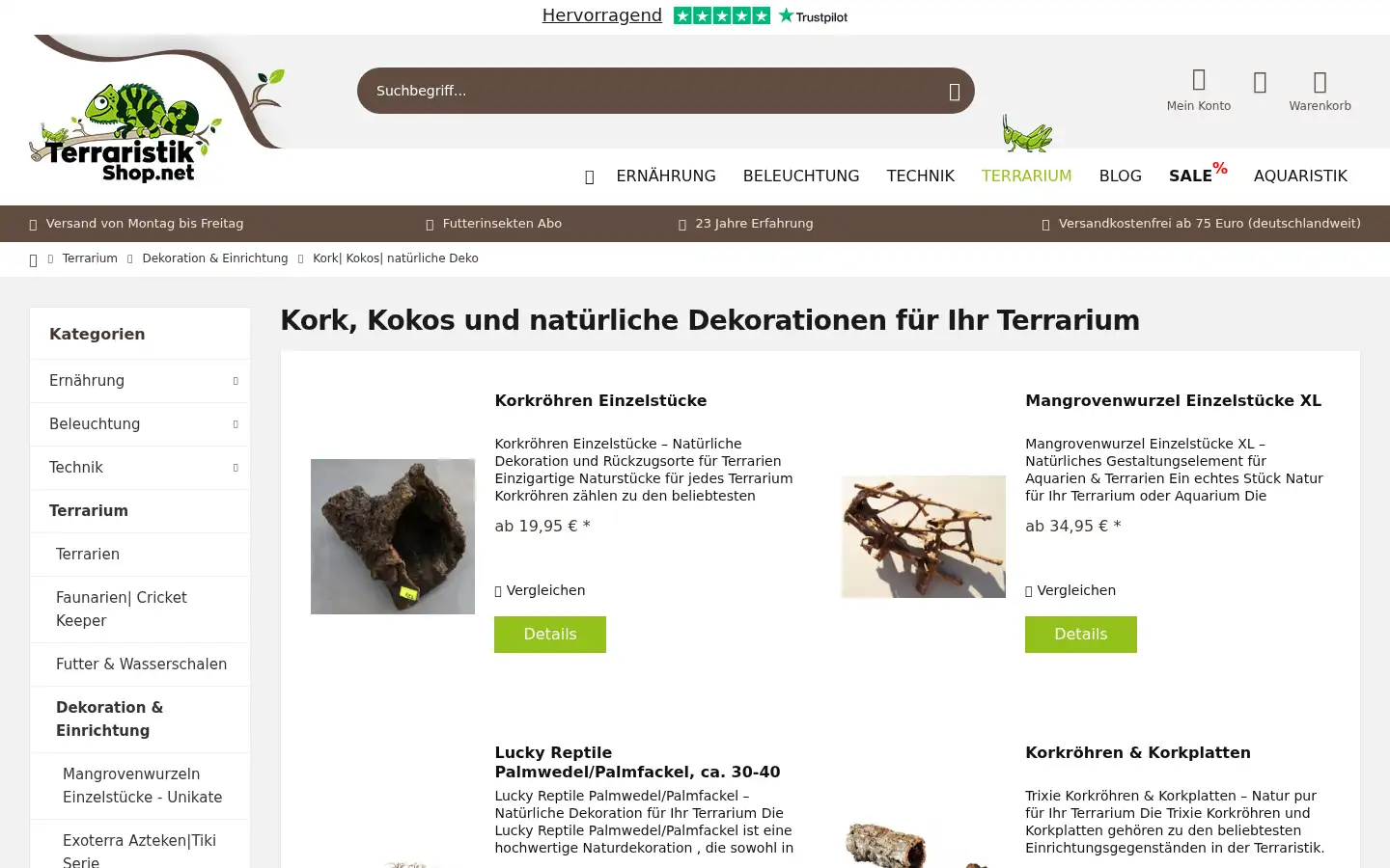 Screenshot of terraristikshop.net