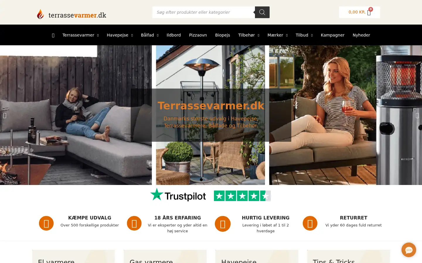 Screenshot of terrassevarmer.dk