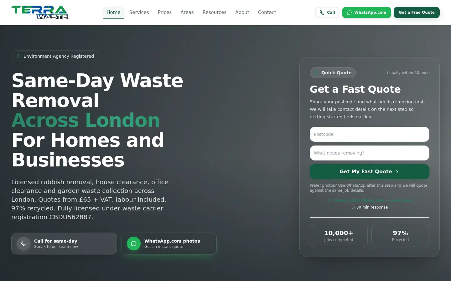Screenshot of terrawaste.co.uk
