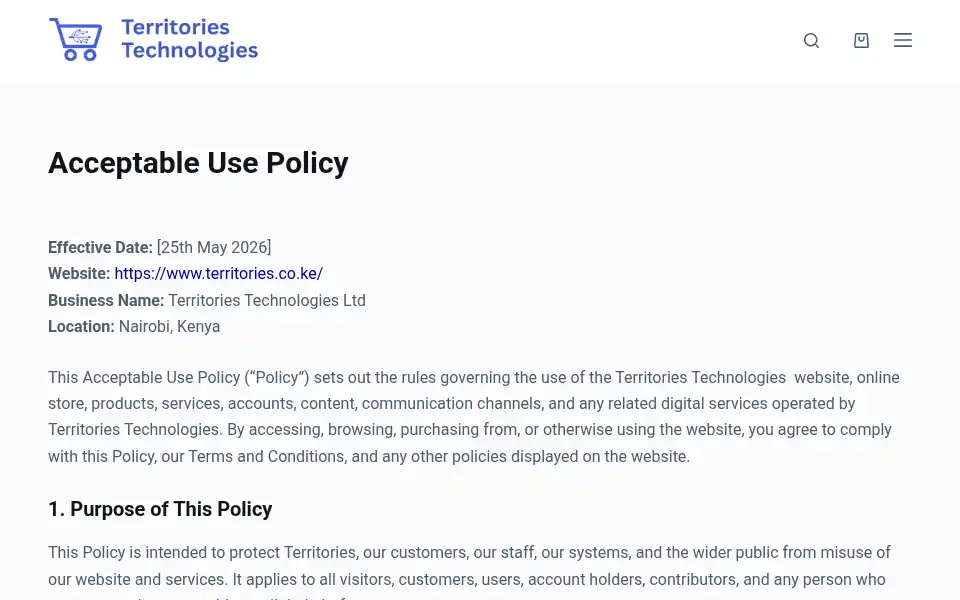 Screenshot of territories.co.ke