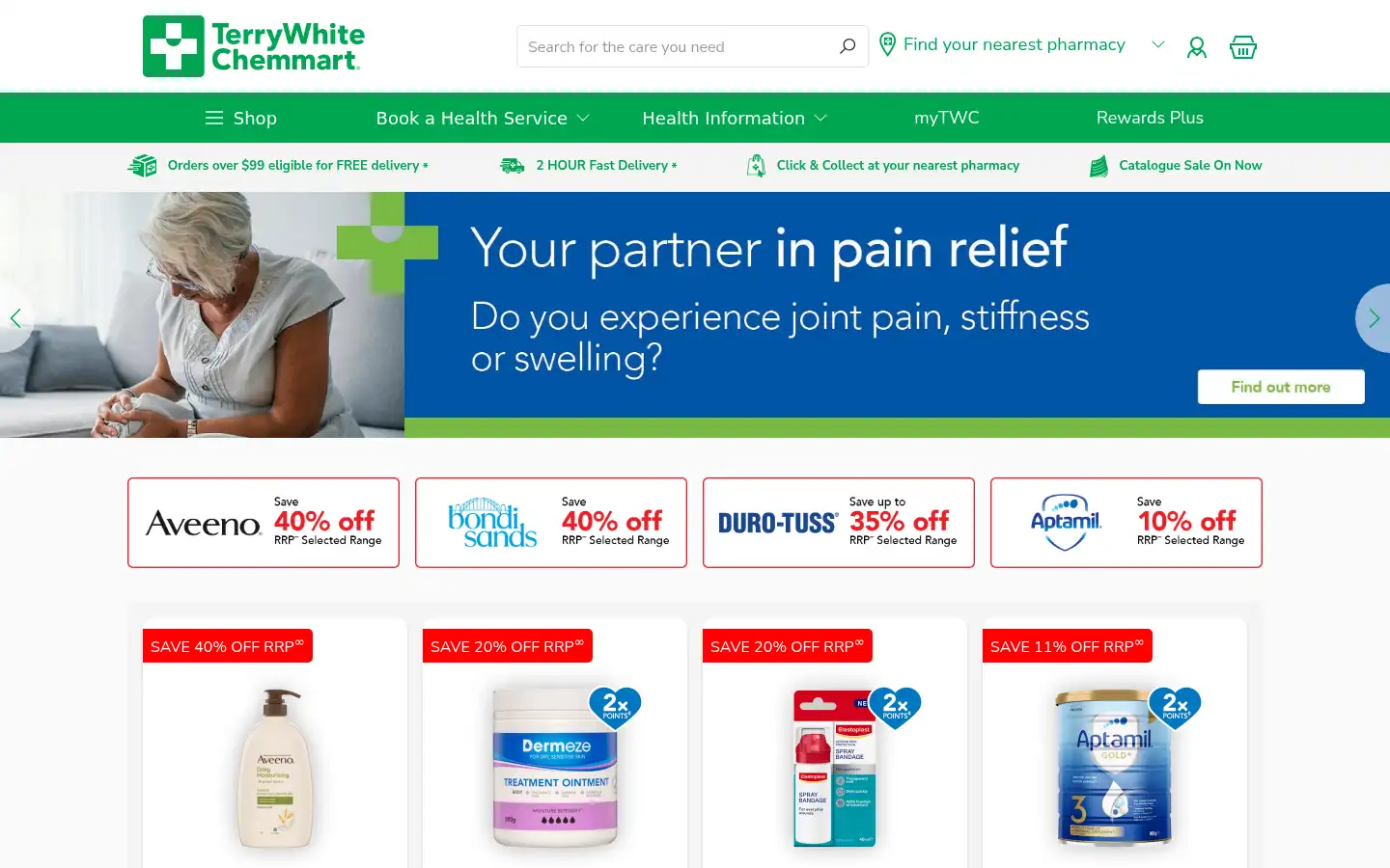 Screenshot of terrywhitechemmart.com.au