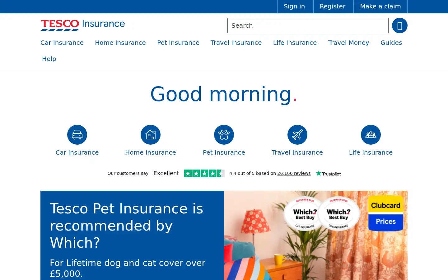 Screenshot of tescoinsurance.com