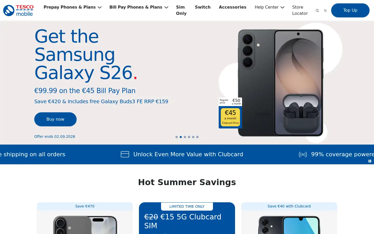 Screenshot of tescomobile.ie