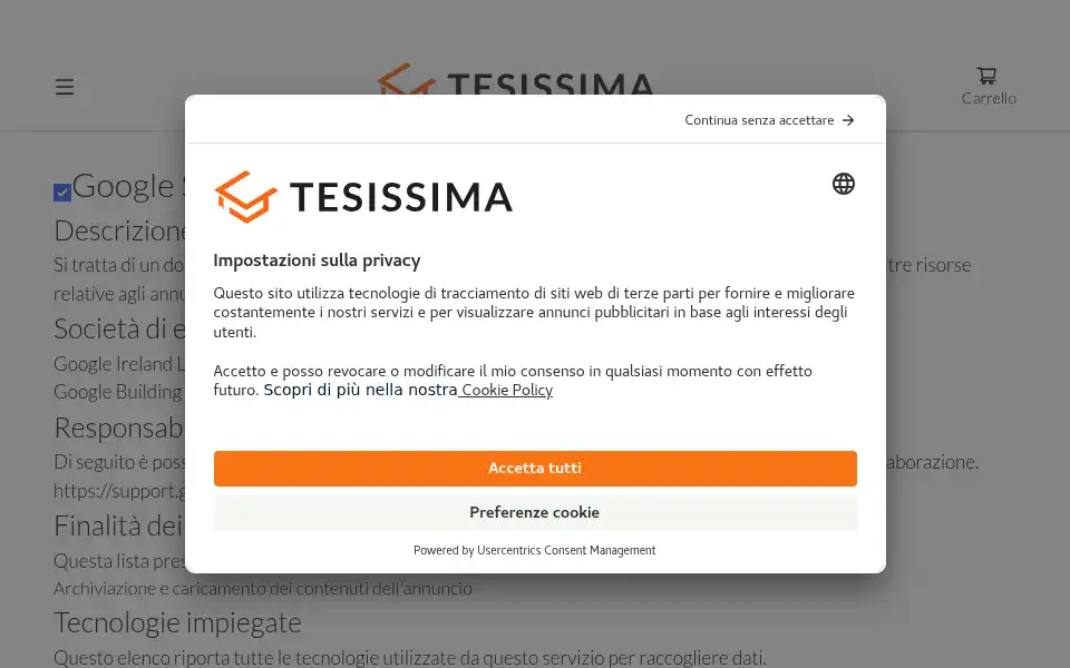 Screenshot of tesissima.it