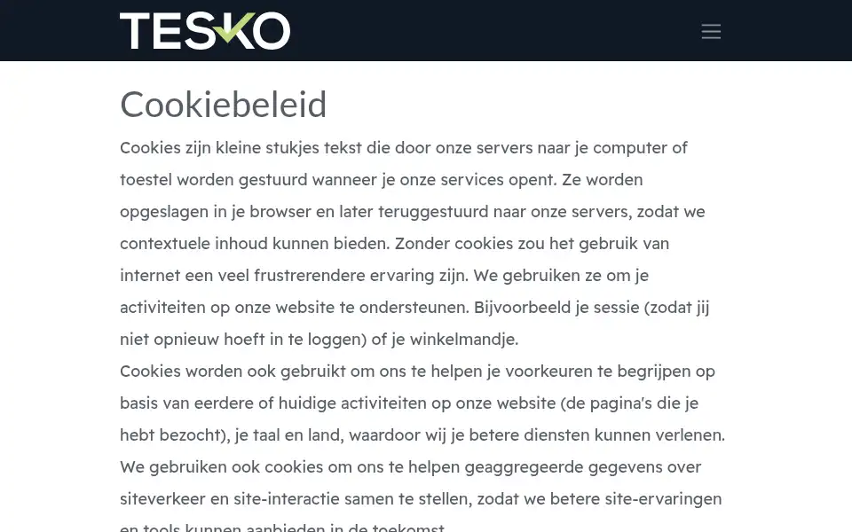 Screenshot of tesko.nl