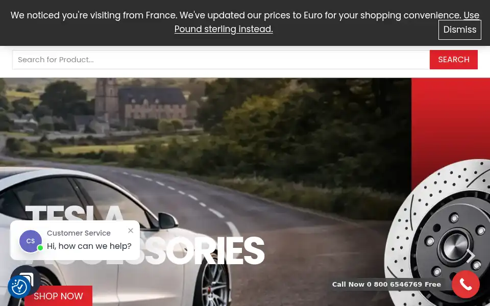 Screenshot of teslaparts-store.co.uk