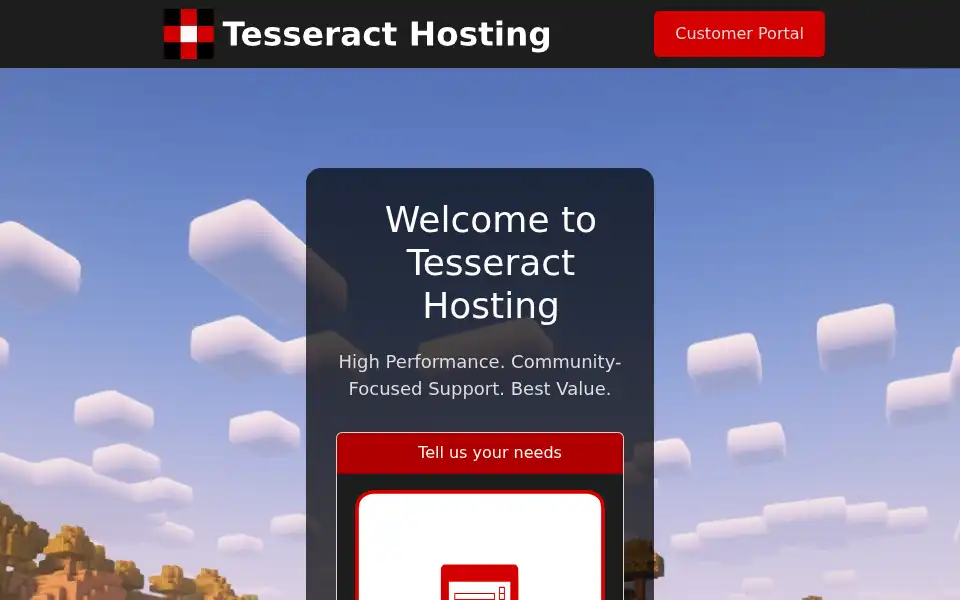 Screenshot of tesseracthosting.com