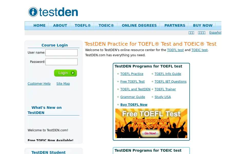 Screenshot of testden.com