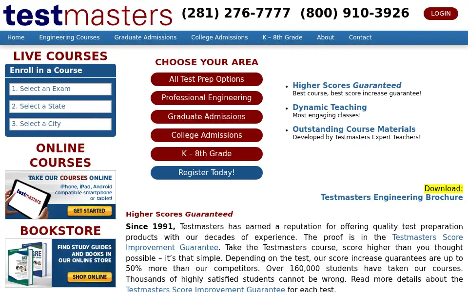 Screenshot of testmasters.com