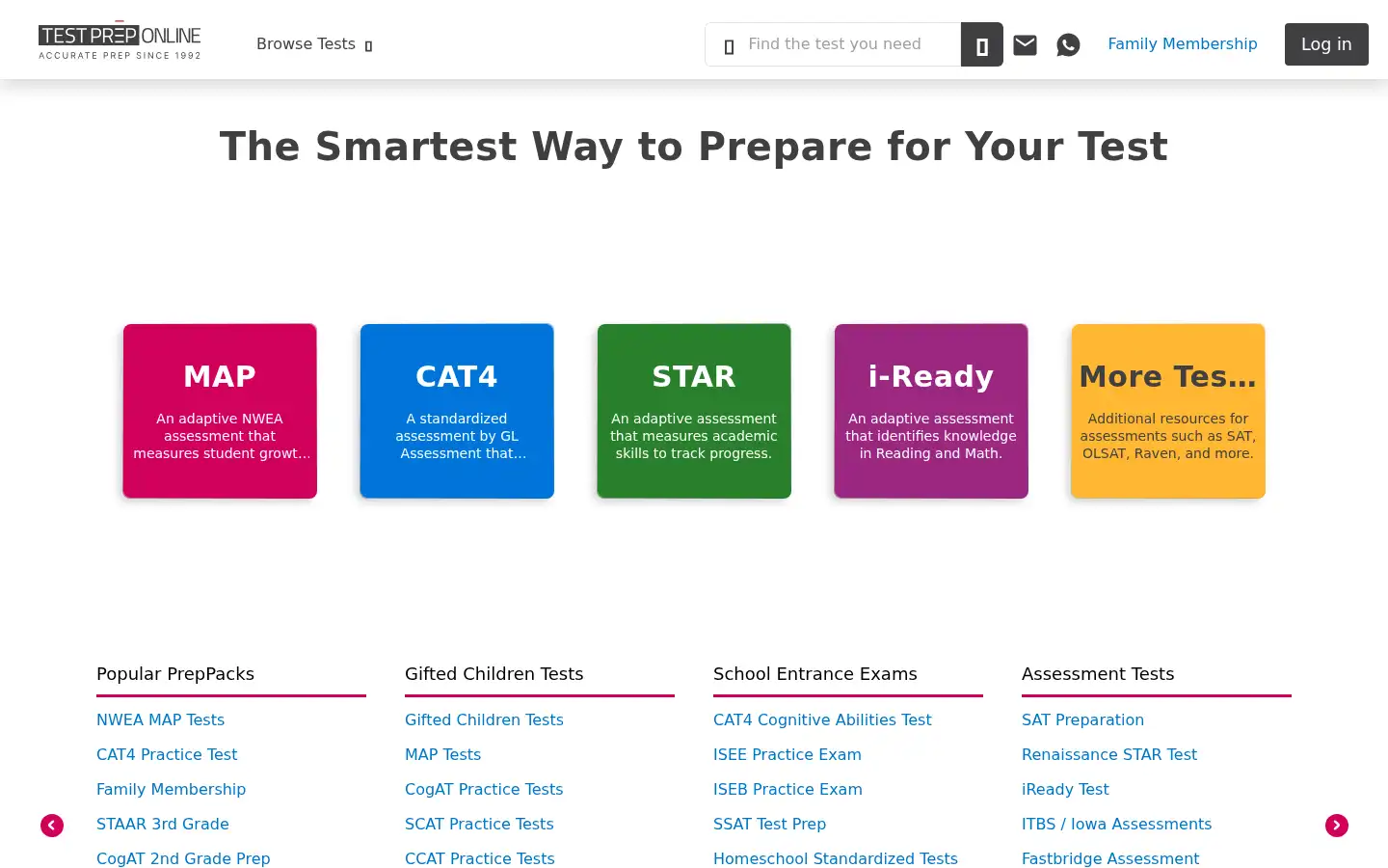Screenshot of testprep-online.com