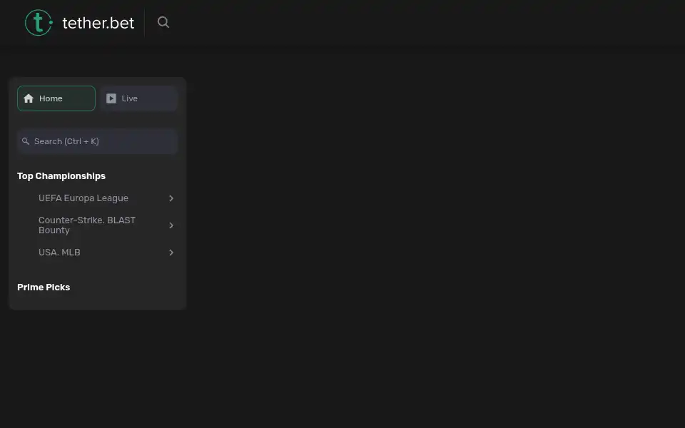 Screenshot of tether.bet