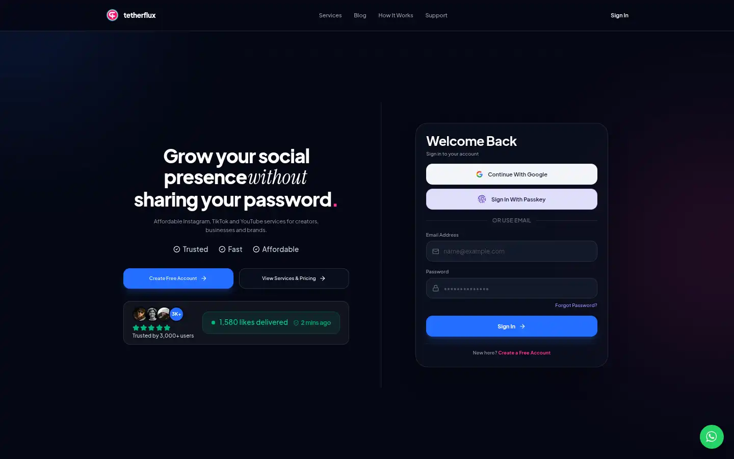 Screenshot of tetherflux.com