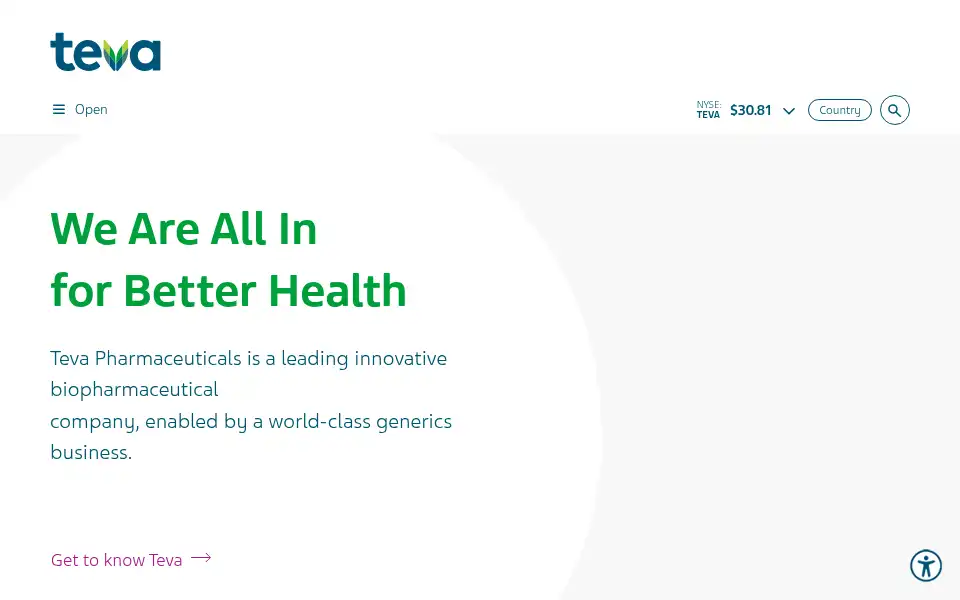 Screenshot of tevapharm.com