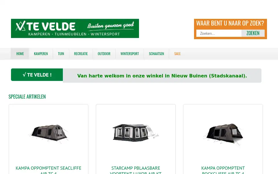 Screenshot of tevelde.nl