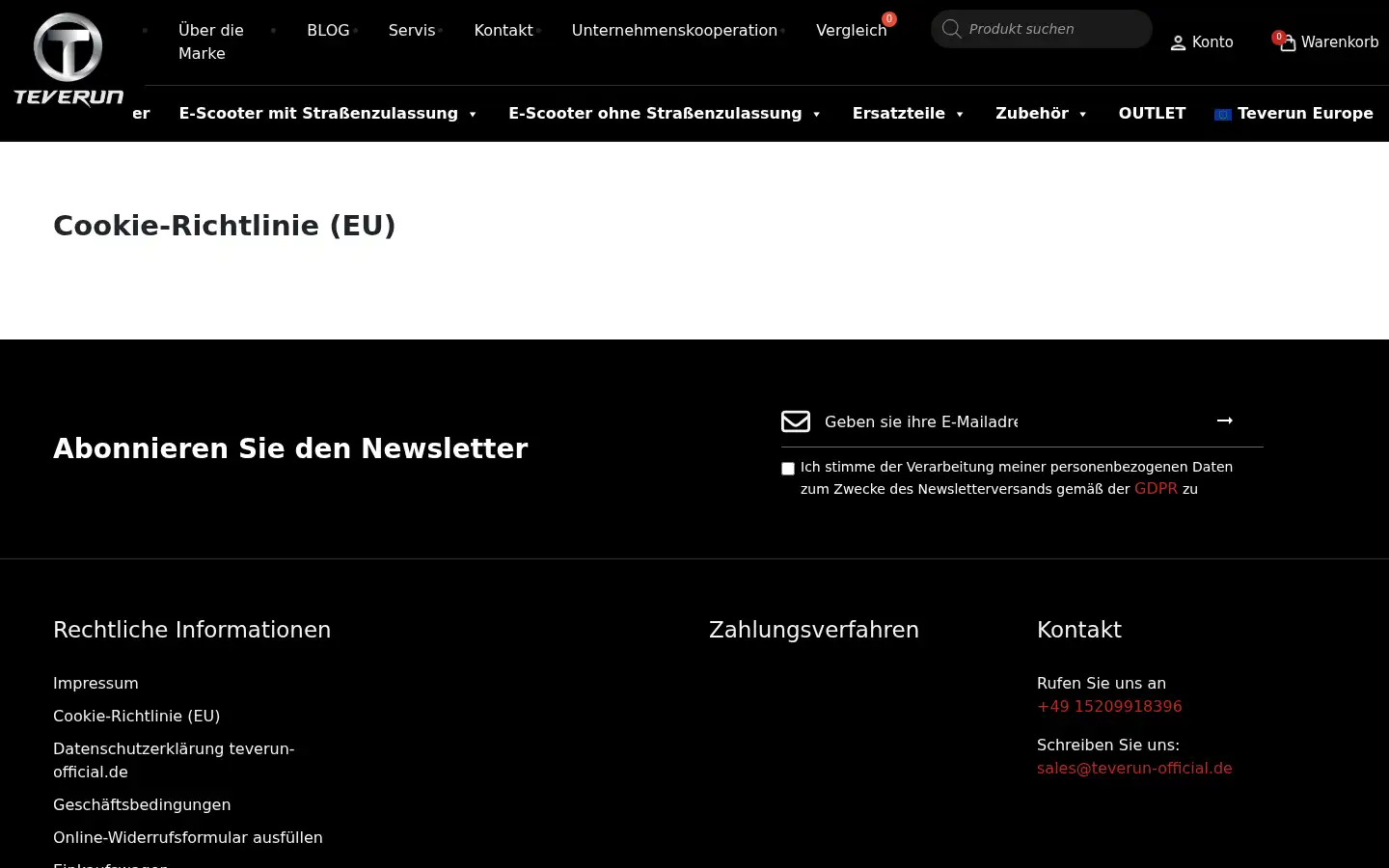 Screenshot of teverun-official.de