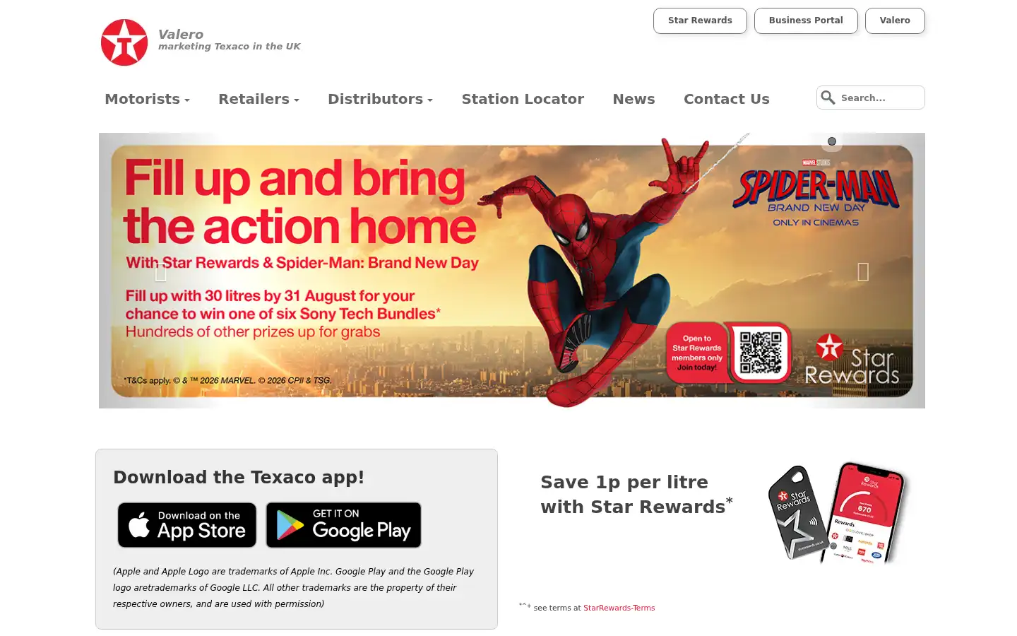 Screenshot of texaco.co.uk