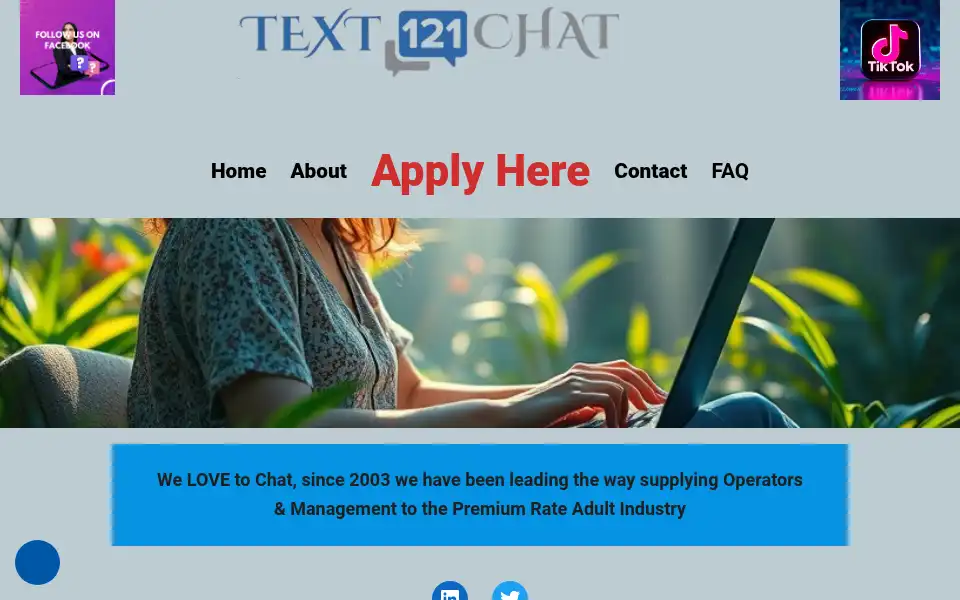 Screenshot of text121chat.com