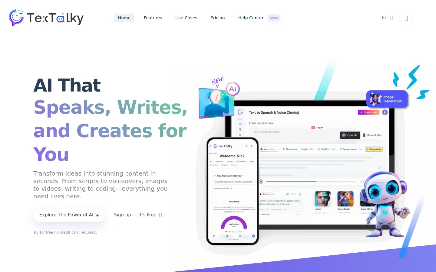 Screenshot of textalky.com