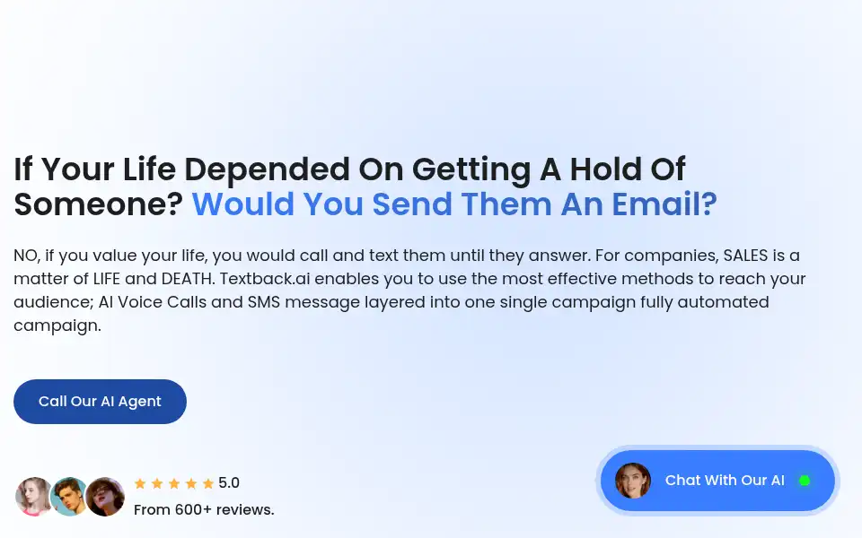 Screenshot of textback.ai