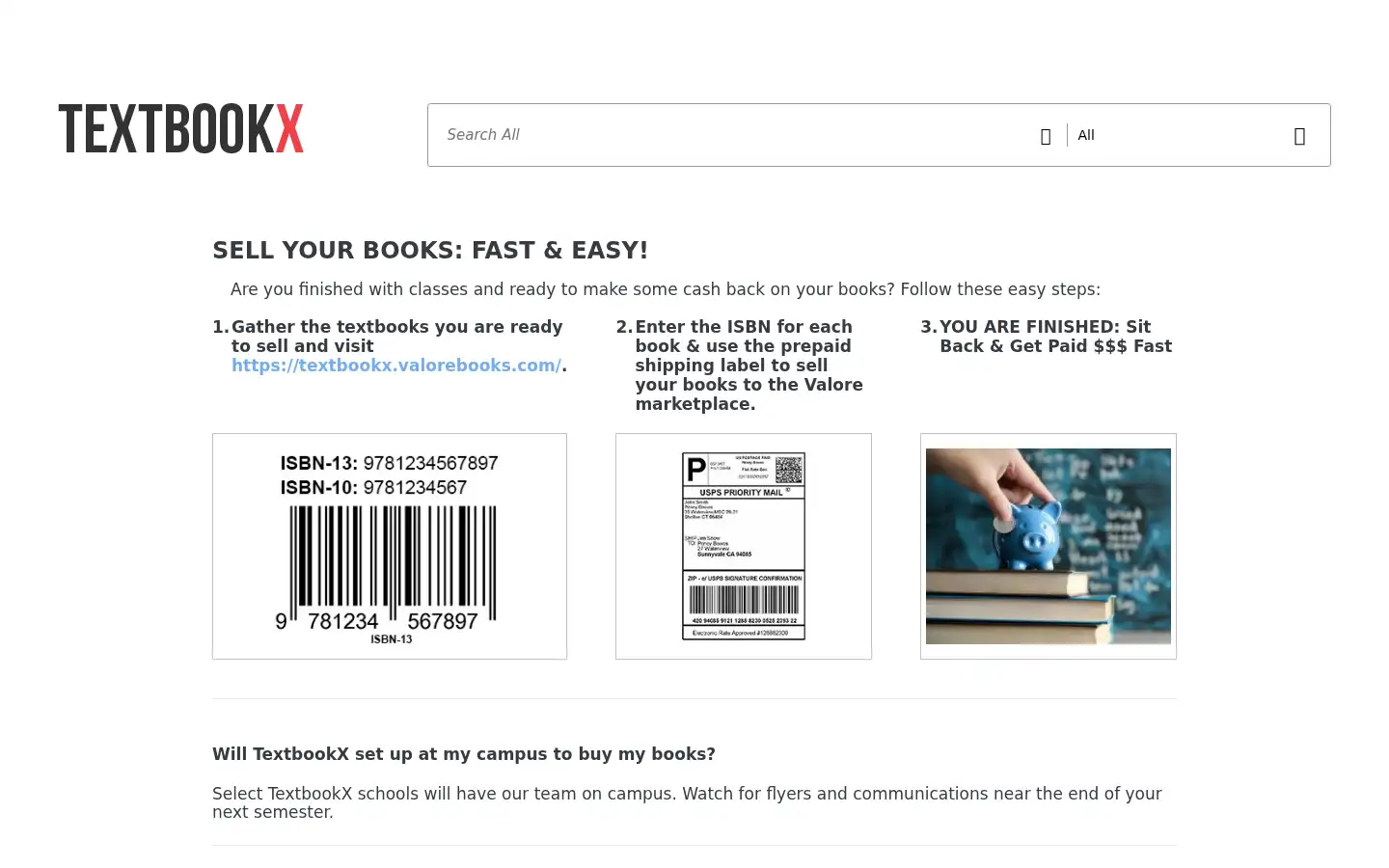 Screenshot of textbookx.com