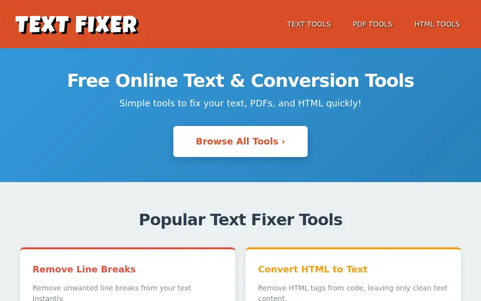 Screenshot of textfixer.com